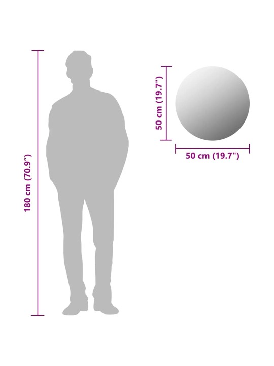 Seinapeegel, 50 cm, ümmargune, klaasist