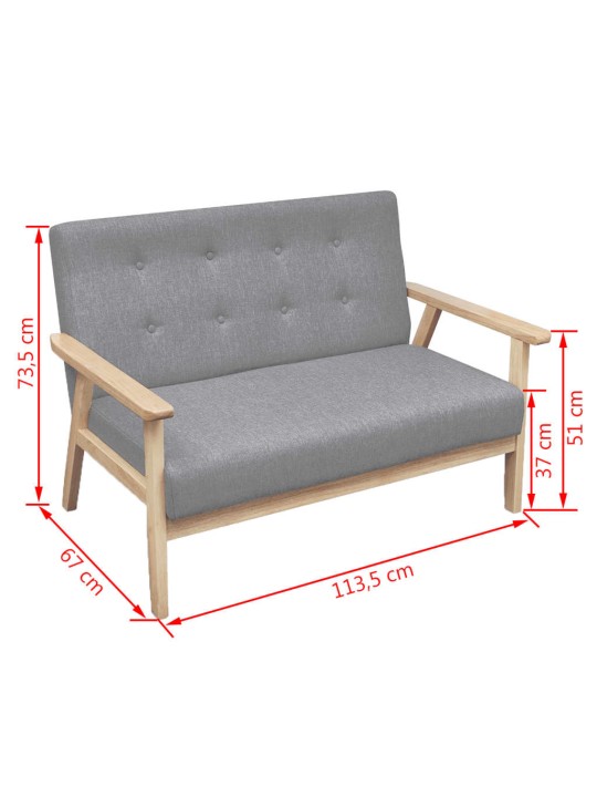 2-osaline diivanikomplekt, helehallist kangast