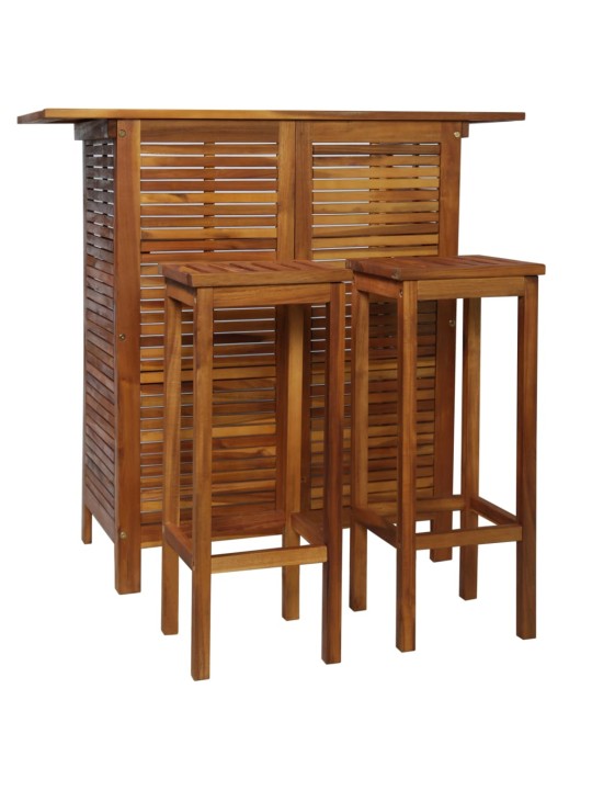 3-osaline baarilaua ja toolide komplekt, akaatsiapuit