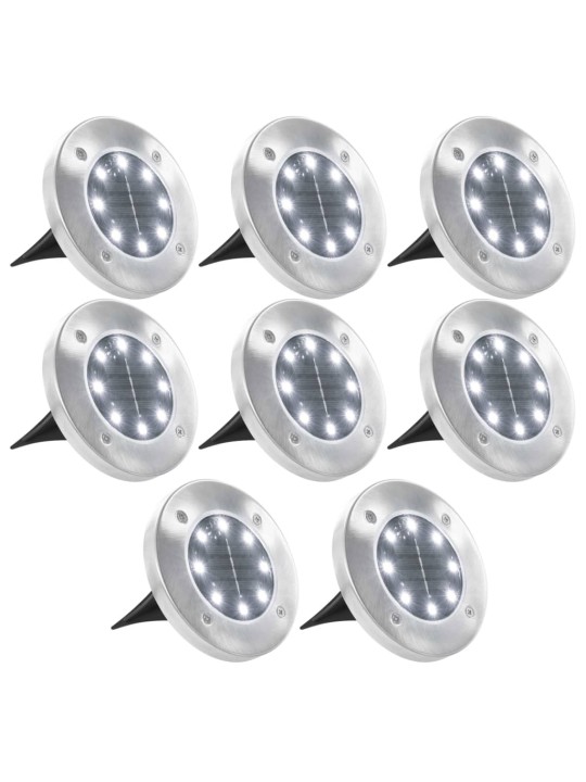 Päikesepatareidega maapinnavalgustid, 8 tk LED-tuled, valge