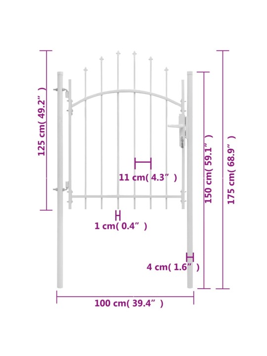 Aiavärav, teras, 1 x 1,75 m, valge