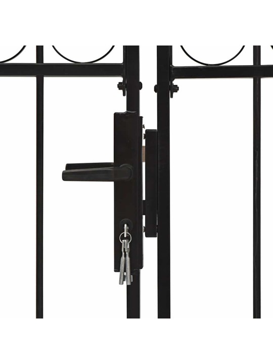 Kahepoolne kumera ülaosaga aiavärav, teras, 300 x 150 cm, must