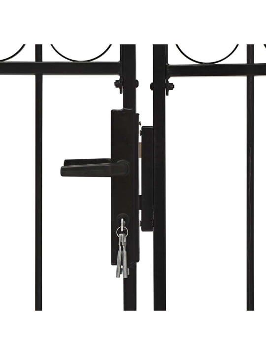 Kahepoolne kumera ülaosaga aiavärav, teras, 400 x 150 cm, must