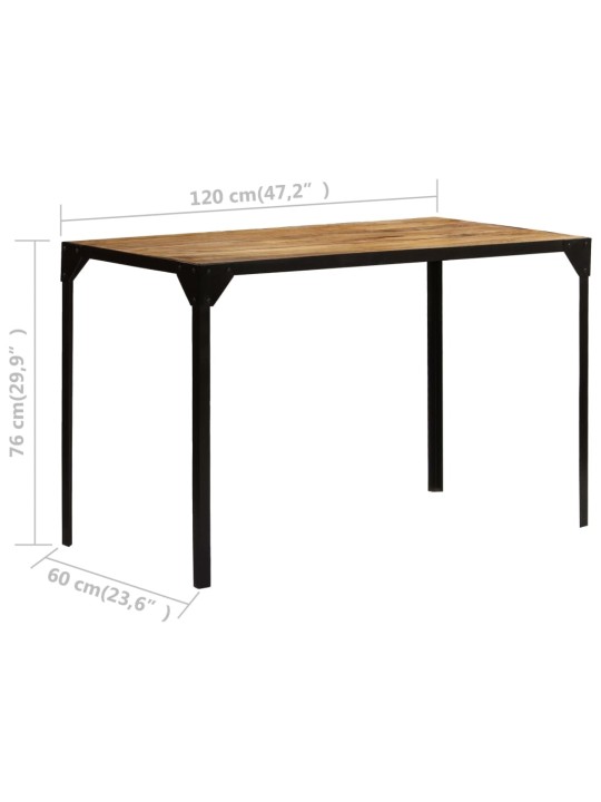 Söögilaud, töötlemata mangopuit ja teras, 120 cm