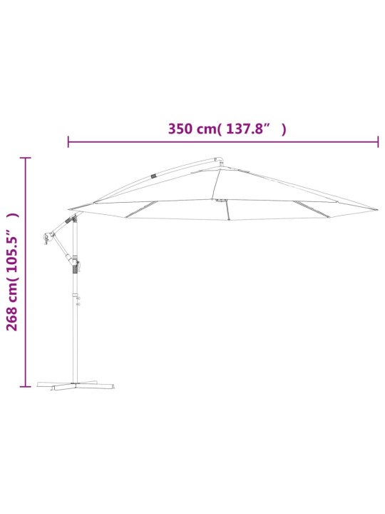 Konsooldisainiga päikesevari, alumiiniumpost, 350 cm, punane