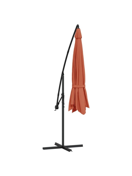 KONSOOLDISAINIGA PÄIKESEVARI, ALUMIINIUMPOST, 350 CM, TERRAKOTA