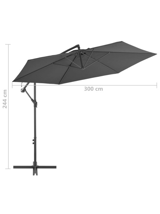 Konsooldisainiga päikesevari, alumiiniumpost, 300 cm antratsiit