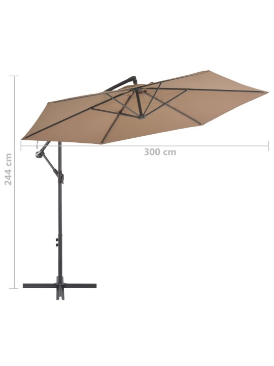 Konsooldisainiga päikesevari, alumiiniumpost, 300 cm pruunikas