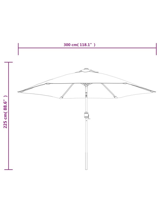 Päikesevari LED tuledega, teraspostiga, 300 cm, pruunikashall