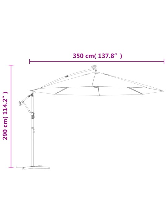 Konsooldisainiga päikesevari LED, metallpost, 350 cm roheline