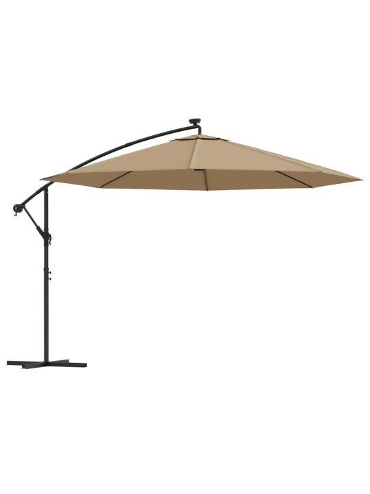 KONSOOLDISAINIGA PÄIKESEVARI LED, METALLPOST, 350 CM PRUUNIKAS