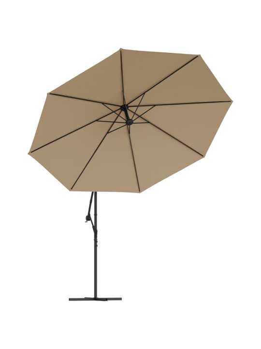 KONSOOLDISAINIGA PÄIKESEVARI LED, METALLPOST, 350 CM PRUUNIKAS