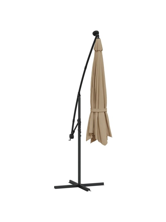 KONSOOLDISAINIGA PÄIKESEVARI LED, METALLPOST, 350 CM PRUUNIKAS