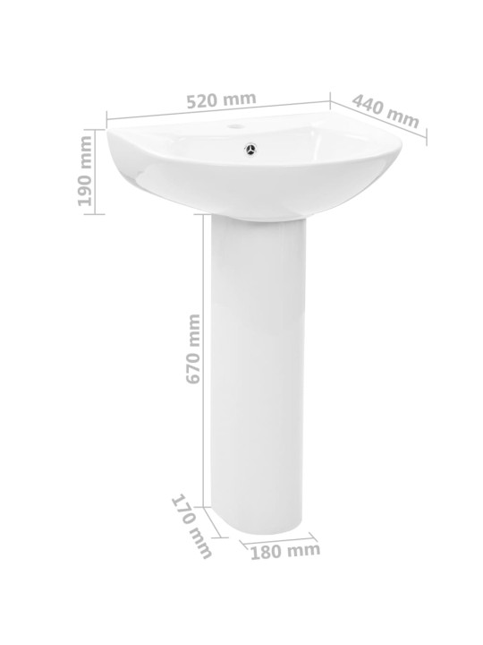 ISESEISEV VALAMU JALAGA, KERAAMILINE, VALGE 520 X 440 X 190 MM