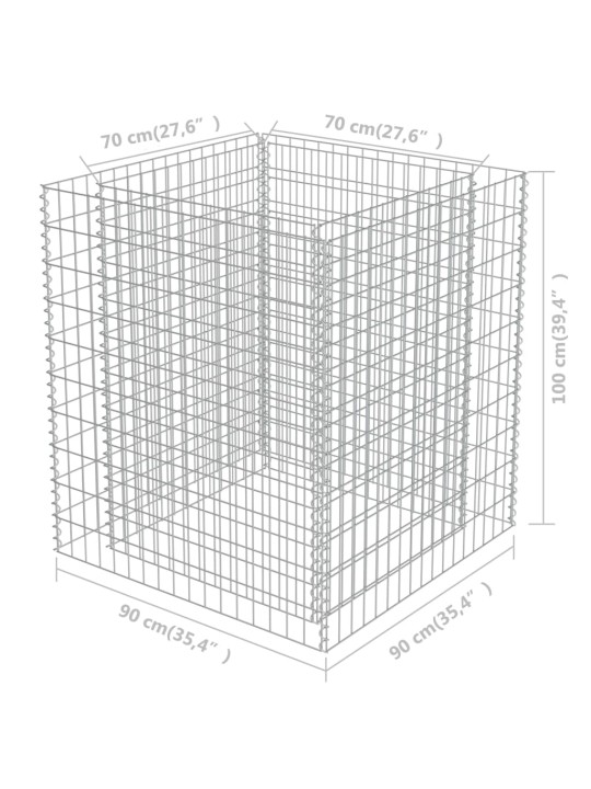 Gabioon-taimelava, tsingitud teras, 90 x 90 x 100 cm