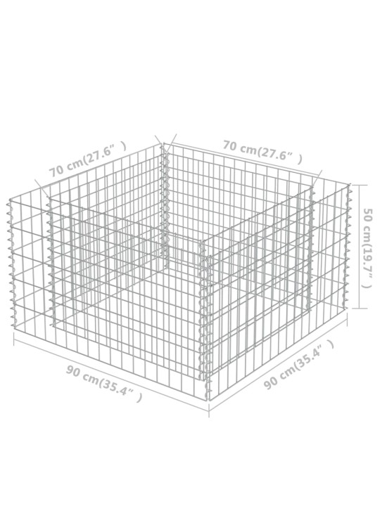Gabioon-taimelava, tsingitud teras, 90 x 90 x 50 cm