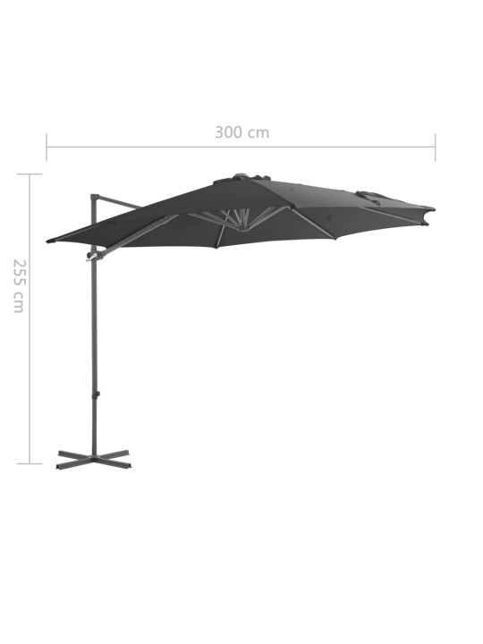 Konsooldisainiga päikesevari, teraspost, antratsiit, 300 cm