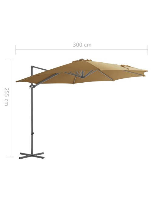 Konsooldisainiga päikesevari, teraspost, pruunikashall, 300 cm