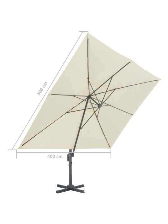 Konsooldisainiga päikesevari, alumiiniumpost, 400x300 cm liiv