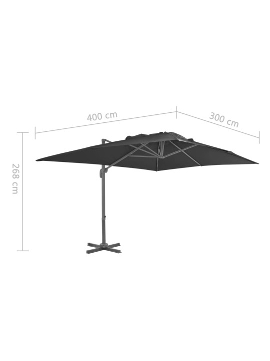 Konsooldisainiga päikesevari, alumiinium, 400x300 cm antratsiit