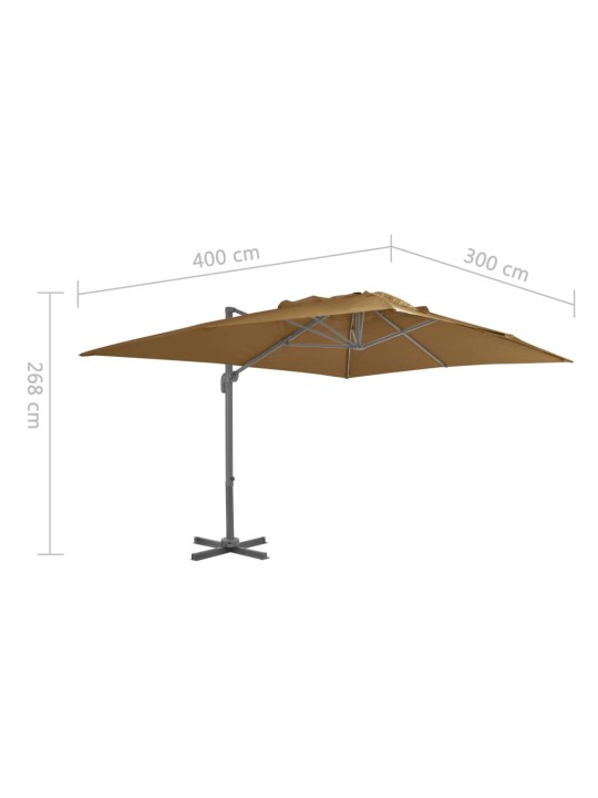 Konsooldisainiga päikesevari, alumiinium, 400x300 cm, pruunikas