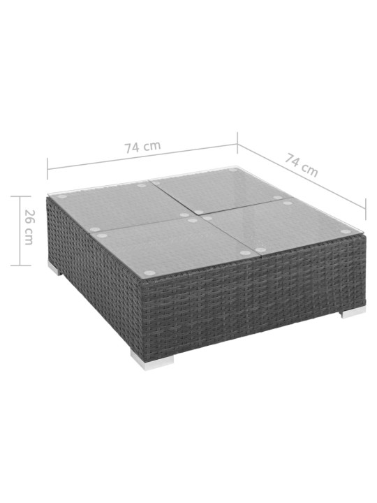 7-osaline aiamööblikomplekt patjadega, polürotang, must