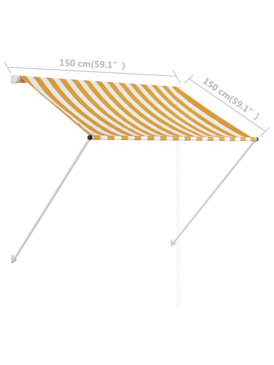 Sissetõmmatav varikatus, 150 x 150 cm, kollane ja valge