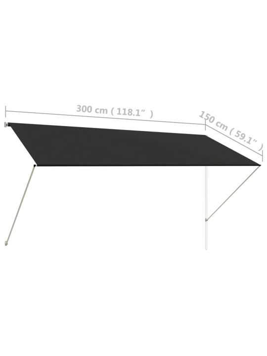 Kokkupandav varikatus, 300 x 150 cm, antratsiit