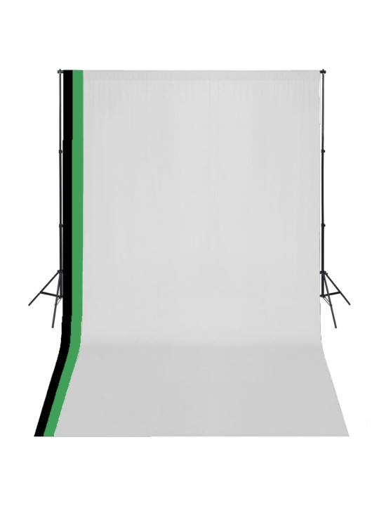 FOTOSTUUDIO KOMPLEKT 3 TAUSTA JA REGULEERITAVA RAAMIGA 3 X 5 M