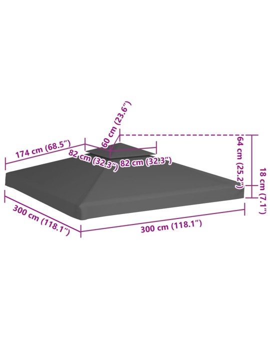 Kahekordne varjualuse katus 310 g/m² 3 x 3 m, tumehall