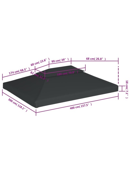 Kahekordne varjualuse katus 310 g/m² 4 x 3 m, antratsiit