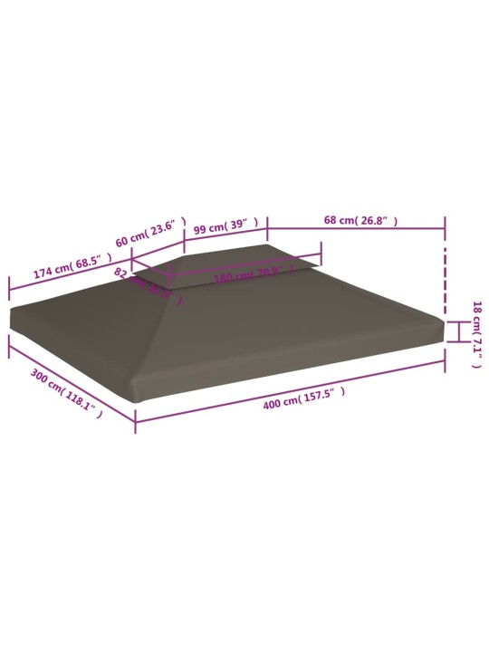 Kahekordne varjualuse katus 310 g/m² 4 x 3 m, tumehall