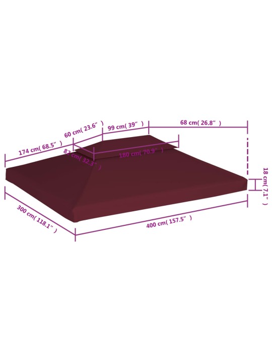 Kahekordne varjualuse katus 310 g/m² 4 x 3 m, bordoo