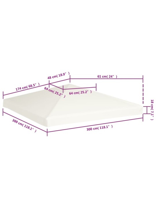 Varjualuse katus 310 g/m² 3 x 3 m, valge