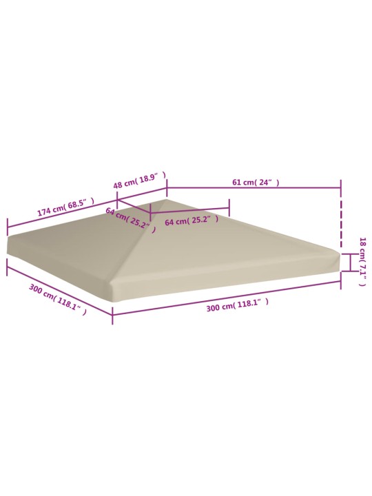 Varjualuse katus 310 g/m² 3 x 3 m, beež