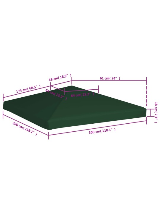 Varjualuse katus 310 g/m² 3 x 3 m, roheline