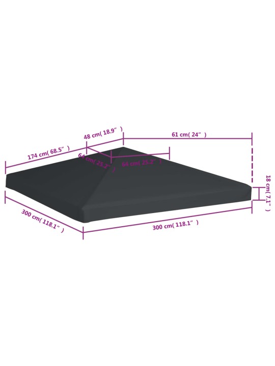 Varjualuse katus 310 g/m² 3 x 3 m, hall