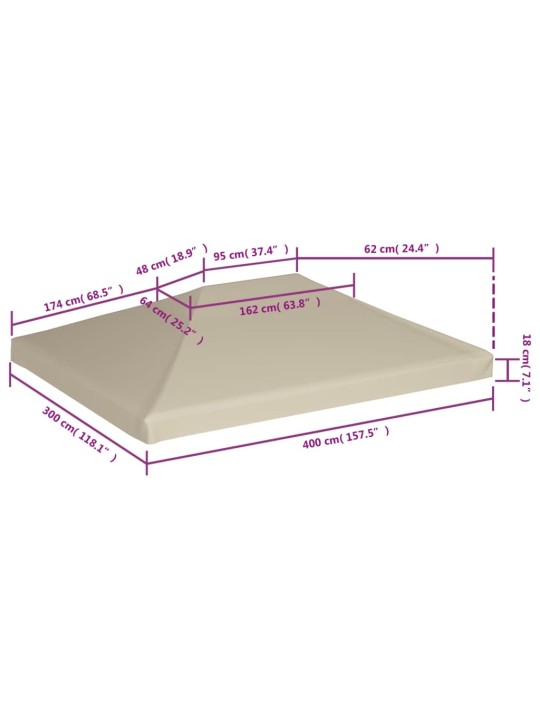 Varjualuse katus 310 g/m² 4 x 3 m, beež