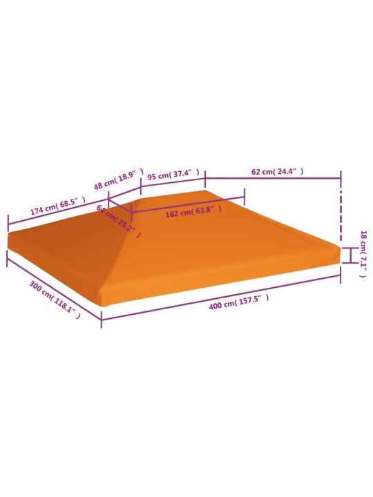 Varjualuse katus 310 g/m² 4 x 3 m, oranž