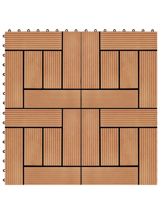 Terrassiplaadid, 11 tk, wpc, 30 x 30 cm, 1 m², tiikpuidu värvi