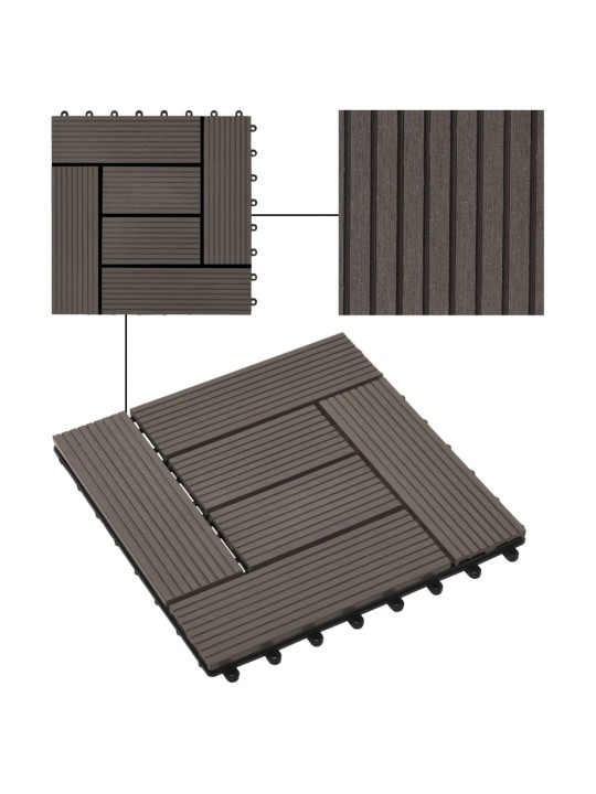 Terrassiplaadid, 11 tk, wpc, 30 x 30 cm, 1 m², tumepruun