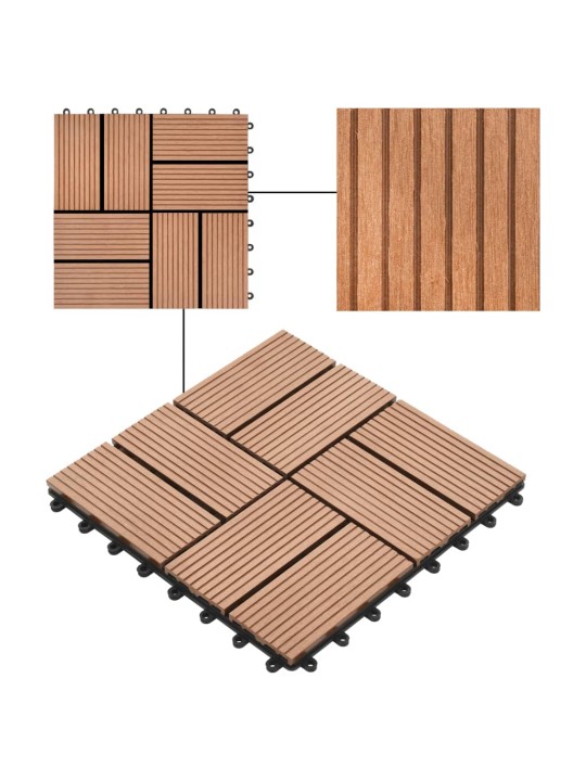 Terrassiplaadid, 11 tk, wpc, 30 x 30 cm, 1 m², pruun