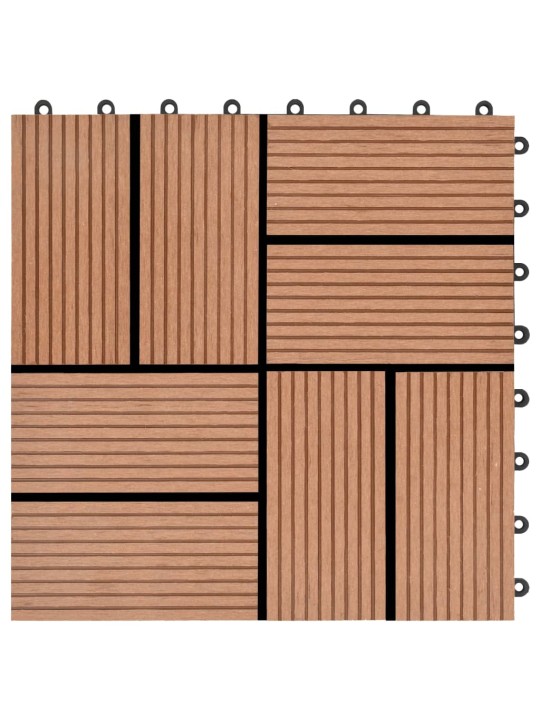 Terrassiplaadid, 11 tk, wpc, 30 x 30 cm, 1 m², pruun