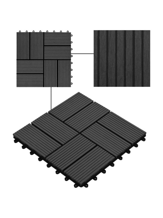 Terrassiplaadid, 11 tk, wpc, 30 x 30 cm, 1 m², must