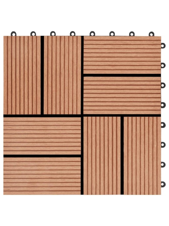 Terrassiplaadid, 11 tk, wpc, 30 x 30 cm, 1 m², tiikpuidu värvi