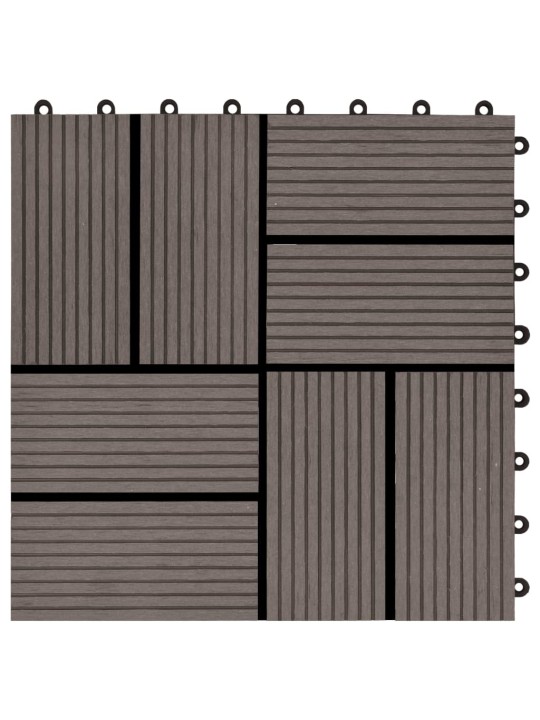 Terrassiplaadid, 11 tk, wpc, 30 x 30 cm, 1 m², tumepruun