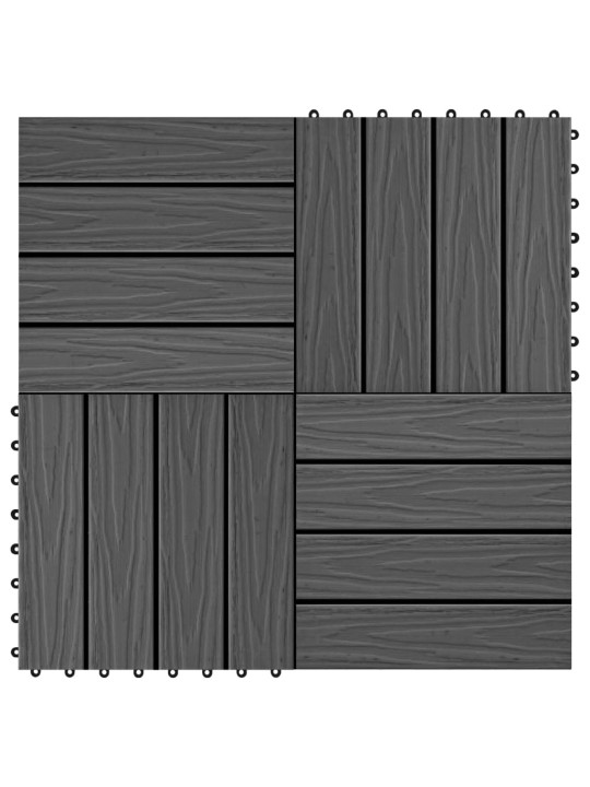 11 tk terrassiplaadid, kõrgreljeefne, wpc, 30x30 cm, 1 m², must