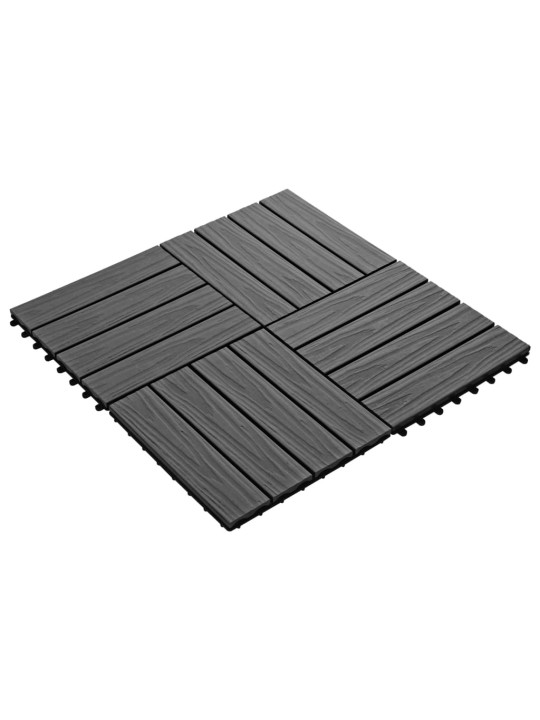11 tk terrassiplaadid, kõrgreljeefne, wpc, 30x30 cm, 1 m², must