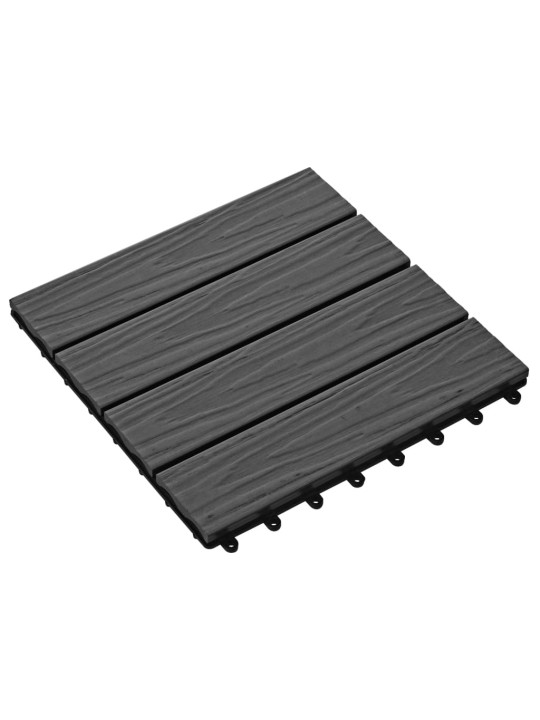 11 tk terrassiplaadid, kõrgreljeefne, wpc, 30x30 cm, 1 m², must