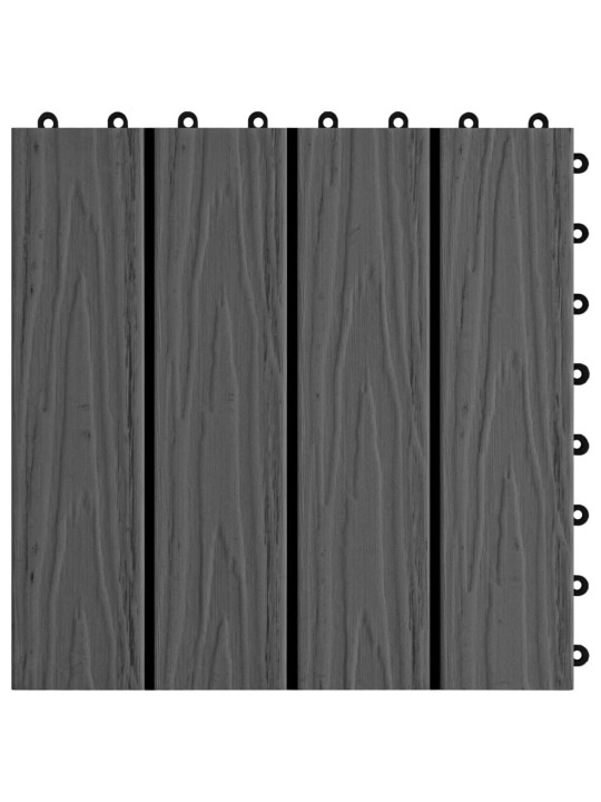 11 tk terrassiplaadid, kõrgreljeefne, wpc, 30x30 cm, 1 m², must